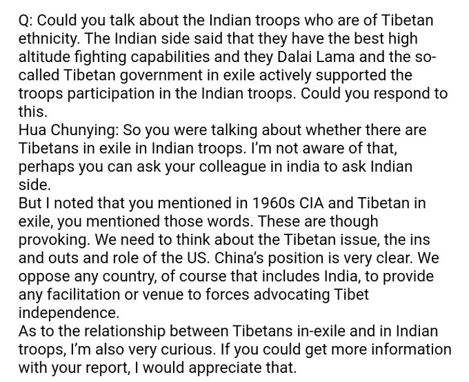 No wonder that the Chinese Foreign Ministry spokie was a bit .. err .. curious about Tibetans serving as Indian troops!