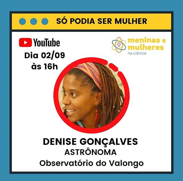 mmciencia_'s tweet image. Live hoje, 16h, estrelando a Dra. Denise Gonçalves, astrônoma lá do observatório do valongo. Vamo ?!?!? Chega no link se inscreve no canal e ativa o sininho m.youtube.com/channel/UCyRar…