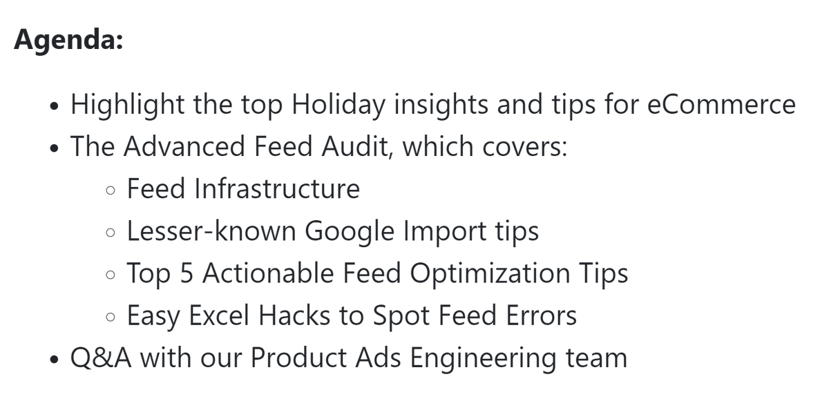ecommerce's tweet image. Microsoft are running 2 free (one hour) sessions on using Microsoft Advertising to increase sales over the holiday period.

Here are the agendas for both sessions.

Sign up session 1: aka.ms/day1feeds
Sign up session 2: aka.ms/day2camp

cc #ecomchat #ppcchat