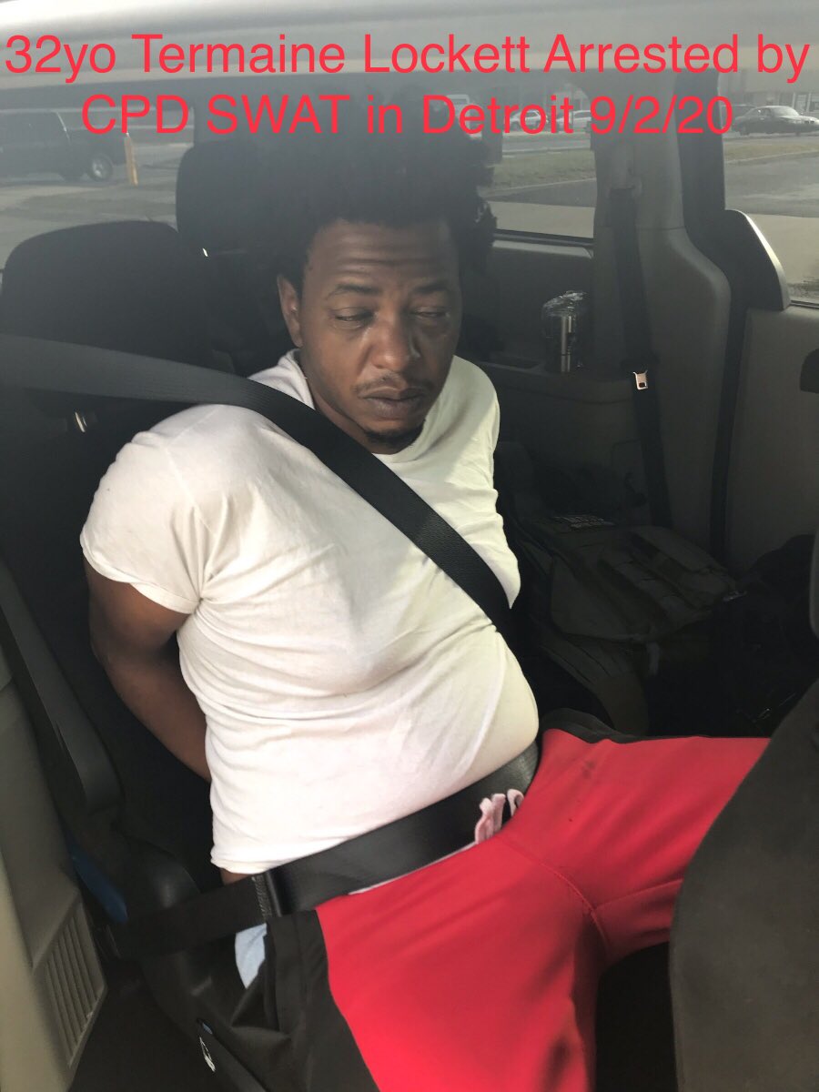 CPD SWAT ARRESTS WANTED FELON IN DETROIT:

9/2/20-32yo Termaine Lockett arrested.

Lockett charged w/Aggravated Burglary-F1. Forced way inside his child’s mothers home on 8/26/20-pulled out gun-threatened to kill her.

He committed similar crime-6/20 &amp; was charged w/Agg. Burglary