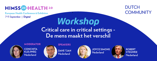 Nictiz's tweet photo. De #HIMSSDutch webinar moderated door Conchita Kleijweg van @Nictiz is in volle gang! @JoyceSimons, Dave Tjan en @stegwee vanuit verschillende invalshoeken over hoe de mens het verschil maakt bij 'critical care in critical settings'. #himsseurope20 https://t.co/4ti8VUhzuw