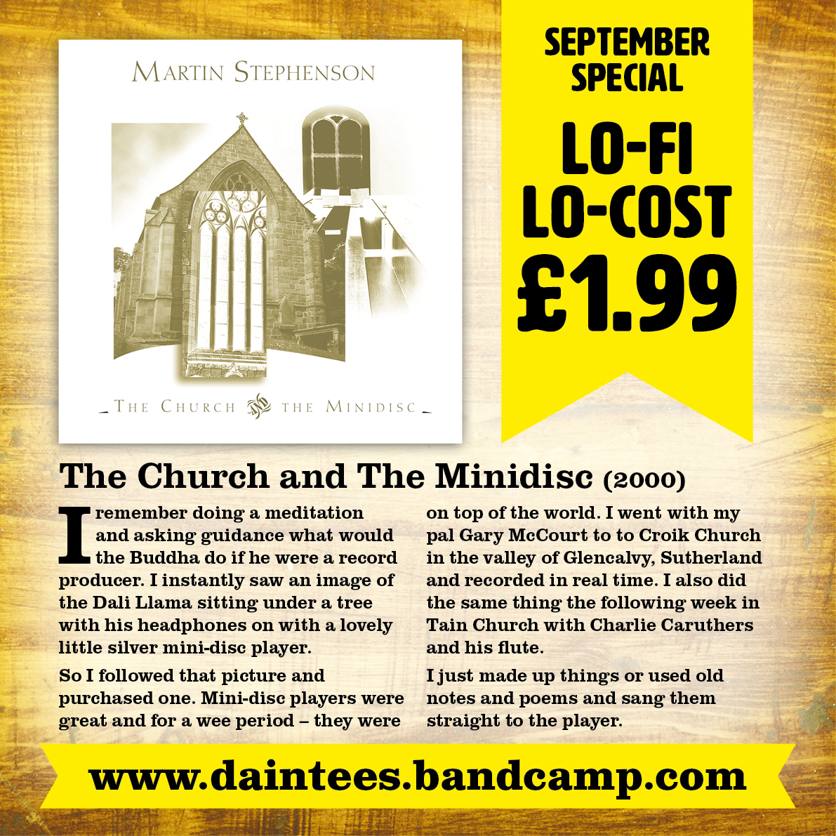 The Church & The Minidisc (2000)Just one of eighteen albums reduced to £1.99 in our September "Lo-Fi / Lo-Cost" promotion. Mx  http://daintees.bandcamp.com 