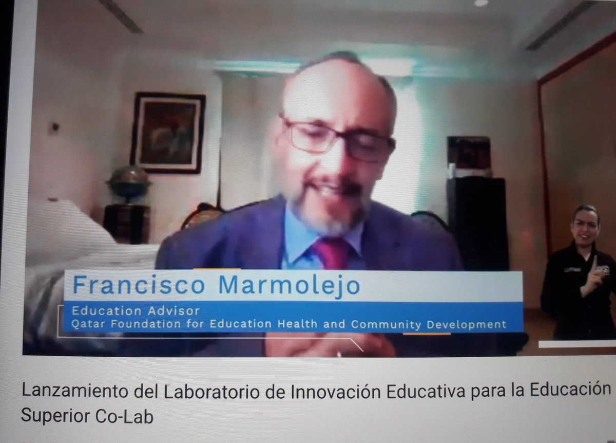 Es un honor ser parte del evento de lanzamiento de Co-Lab, el Laboratorio de Innovación de la #EducaciónSuperior de #Colombia, inaugurado por la Ministra de <a href="/Mineducacion/">MinEducación</a>, <a href="/VictoriaBxE/">Maria V Angulo</a>. La sesión moderada por <a href="/lfpperez/">Luis Fernando Perez</a> está disponible en youtu.be/RcJRWZz_WmY
<a href="/WISE_es/">WISE en Español</a> <a href="/QF/">Qatar Foundation</a>