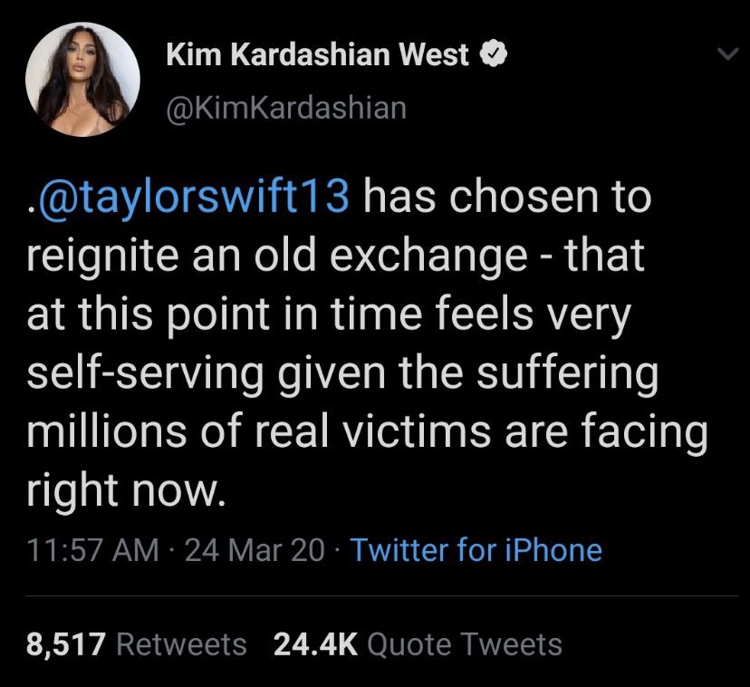 Lets go back to the kanyuck vs tay! And the shaming of taylor when the whole time the recording was self serving for the wests! Speciely kanyuck, the lyrics was harsh and mean towards taylor
