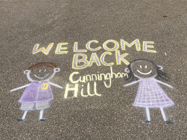Huge thanks to our PTA - what a wonderful surprise - a visit from Herts Chalk Walk. We now we have a bright, colourful welcome for our staff and children.  We can't wait to see you  in the morning! Link here for times &amp; locations
cunninghamhill-jun.herts.sch.uk