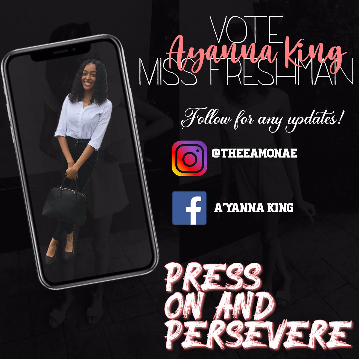 Greetings fellow TU peers! I am Ayanna King, majoring in Political Science hailing from THEE Historical Birmingham, AL. I am proudly running to be YOUR next 2020-2021 Miss Freshman standing BOLDLY on the platform of POP, Press on and Persevere. @StuLifeatTU #tu24 #tuskegee2024