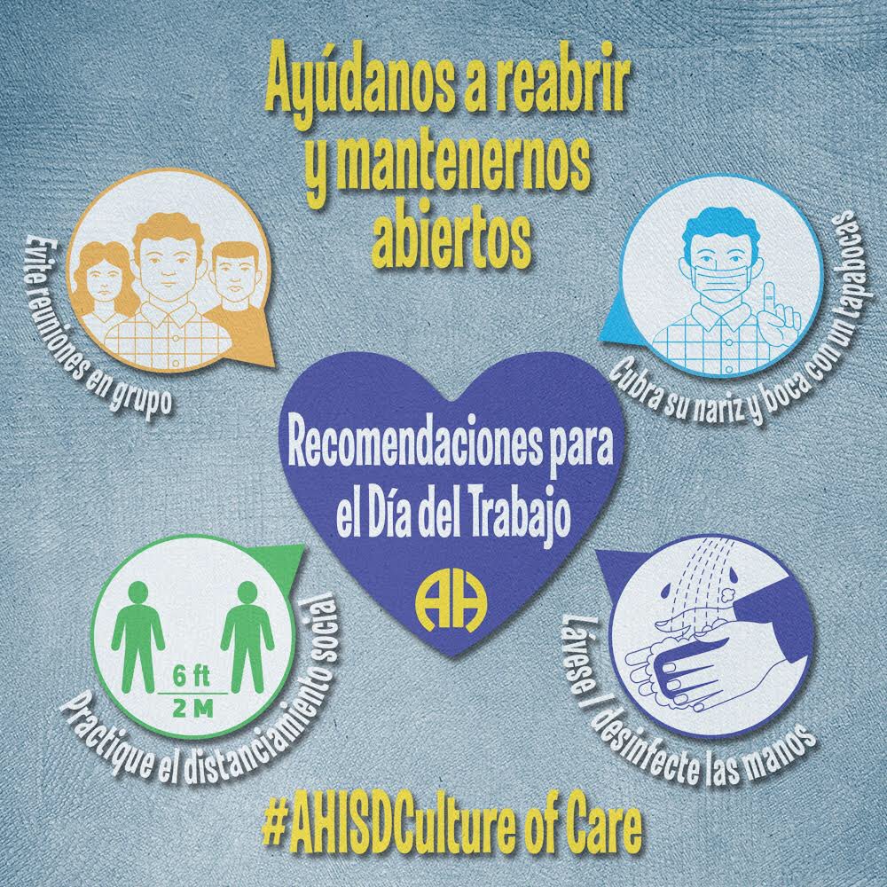 We’re in this together. Let’s do our part this weekend to keep the community safe! #ExtraordinaryAHISD