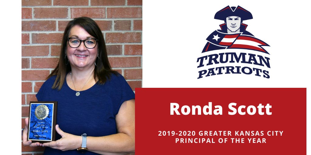 ISDSchools's tweet photo. Congratulations to @THSPatriots principal Ronda Scott on being awarded the 2019-2020 Greater Kansas City Principal of the Year Award. Thank you for your dedication to serving ISD students! #isdstrong https://t.co/hyoyydlDST