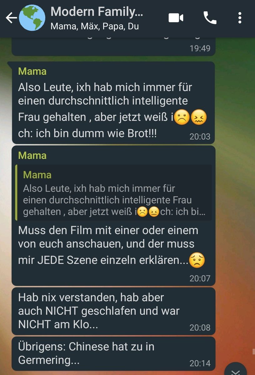 Falls ihr euch fragt, WIE kompliziert der Film Tenet wirklich ist, meine Mama hat die Antwort für euch.

(Service für alle Germeringer inbegriffen)