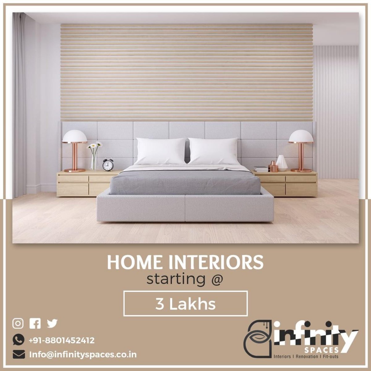 spaces_infinity's tweet image. Home Interiors Starting @ 3 Lakhs For any requirement reach us @ +91-9966497979
#InfinitySpaces #HubioCreativeWorks #Interiors #Hyderabad #ContemporaryDesigns #SpaceSavingSolutions
