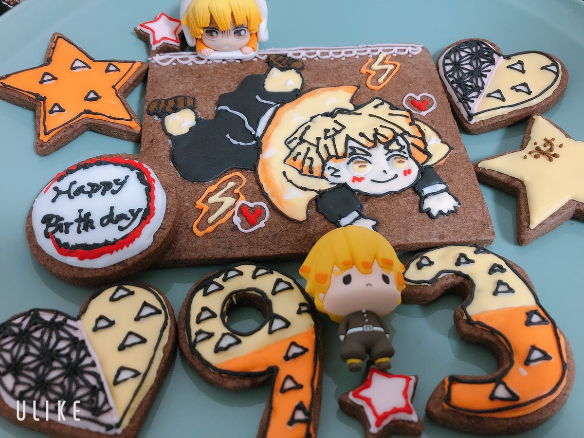 味ぽん 9月3日は幸せな音に包まれて 我妻善逸誕生祭 我妻善逸生誕祭 ケーキは食べないなって思ったので 手作りアイシングクッキーでお祝い 先輩に講師をお願いして作りました 私の初めて 作るアイシングクッキー を善逸に捧げる