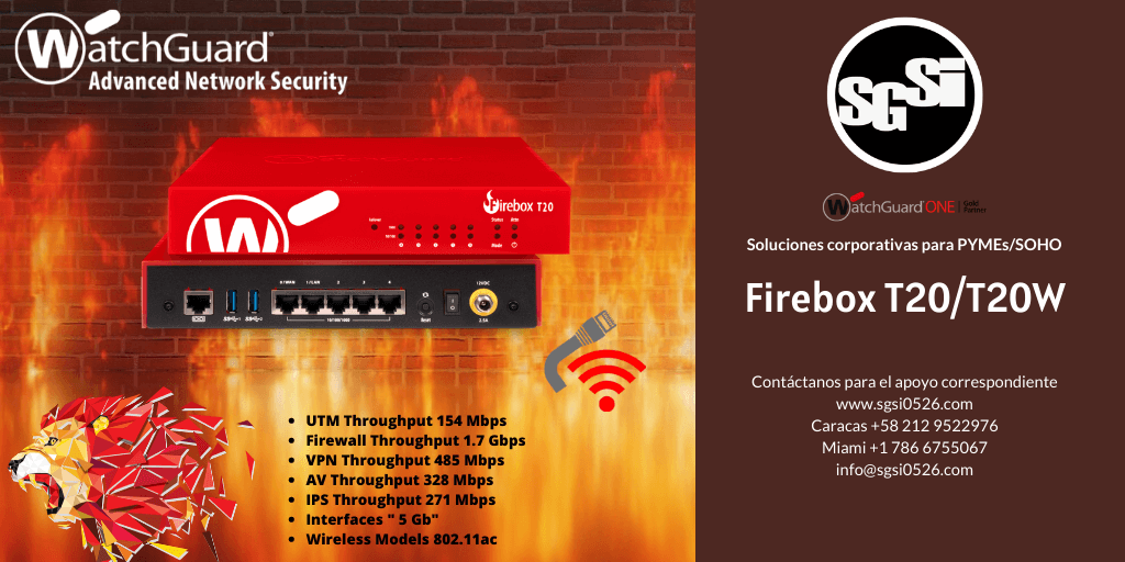 ProyectosSGSI's tweet photo. Presentamos lo nuevo de #WatchGuard serie T modelo T20 en sus dos versiones con o sin interfaz #Wireless lo mejor para #PYME o #SOHO manteniendo los altos perfiles en sus bondades #VPN #SDWAN y sus suites de seguridad #TotalSecuritySuite , el mejor #Firewall del mundo. https://t.co/imwKCmNL3e