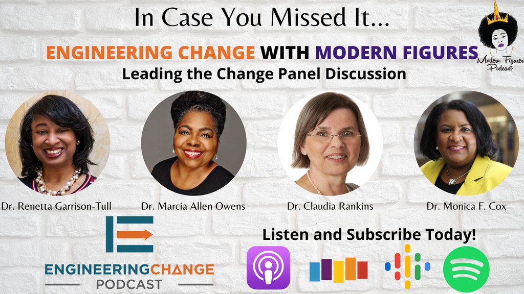 dryepearson's tweet photo. #EngineeringChange with #ModernFigures The encore presentation of "Leading the Change" episode is available now on #EngineeringChangePodcast. #Grabalatteandlisten on @ApplePodcasts, @Stitcher, or @Spotify. https://t.co/sXfZur8UpA https://t.co/zjCNiSRTBn