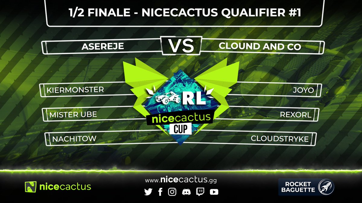 RocketBaguette's tweet photo. 🔴 Deuxième et dernier match de la soirée !
C'est tout ou rien : une place pour la finale mensuelle Nicecactus est à gagner dans ce BO5 entre les #Asereje 🇪🇸 et les #CloudAndCo ! 👌
🎙 @FinishRL & @YoursBoyan
🏆 @nicecactusFR
📺 https://t.co/UkpK5KmsRZ https://t.co/2BjsjAvX6C