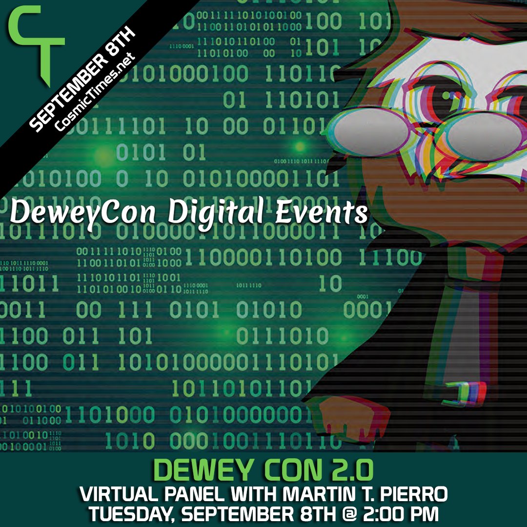 CosmicTimes's tweet photo. This year the @pbclibrary System is bringing us Dewey Con 2.0 a virtual comic con experience. @MartinPierro1 will be hosting an Indie Comics panel at 2PM on Sept 8th. Log-in &amp; join in the fun. 
 https://t.co/9FqR51Anm7
#ComicCon #indieComics #ComicBooks #DeweyCon https://t.co/u2nlx1Tjhx