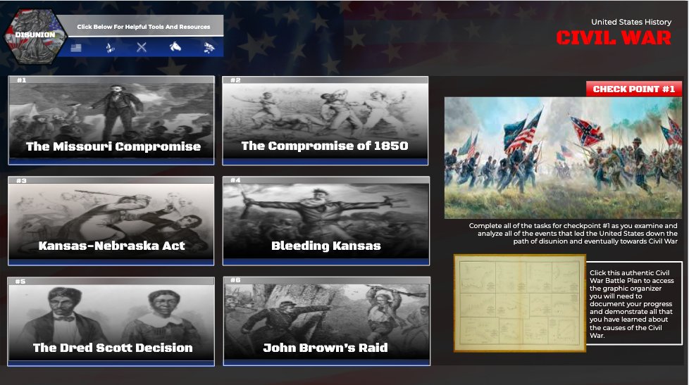 Getting closer and closer to finishing this digital unit on the American Civil War. 

From start to finish, students will engage in historical thinking skills while interacting with a variety of primary and secondary sources.

Links coming soon, once finished. Feel free to share!