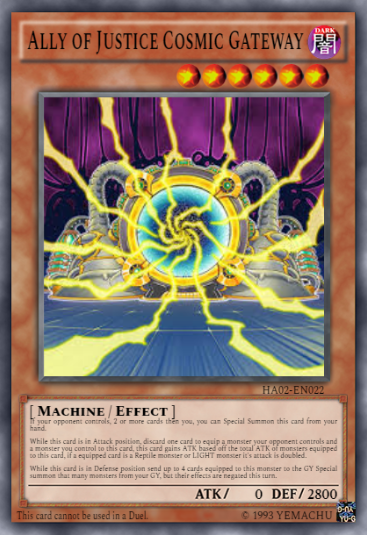 Fixed Cosmic Gateway, this one was a bit hard to make as I wanted to make an Ally that interacts with the Graveyard after their fix, so I decided on three effects, it's old effect has been made much more flexible now counting all cards your opponent controls and ignoring the,