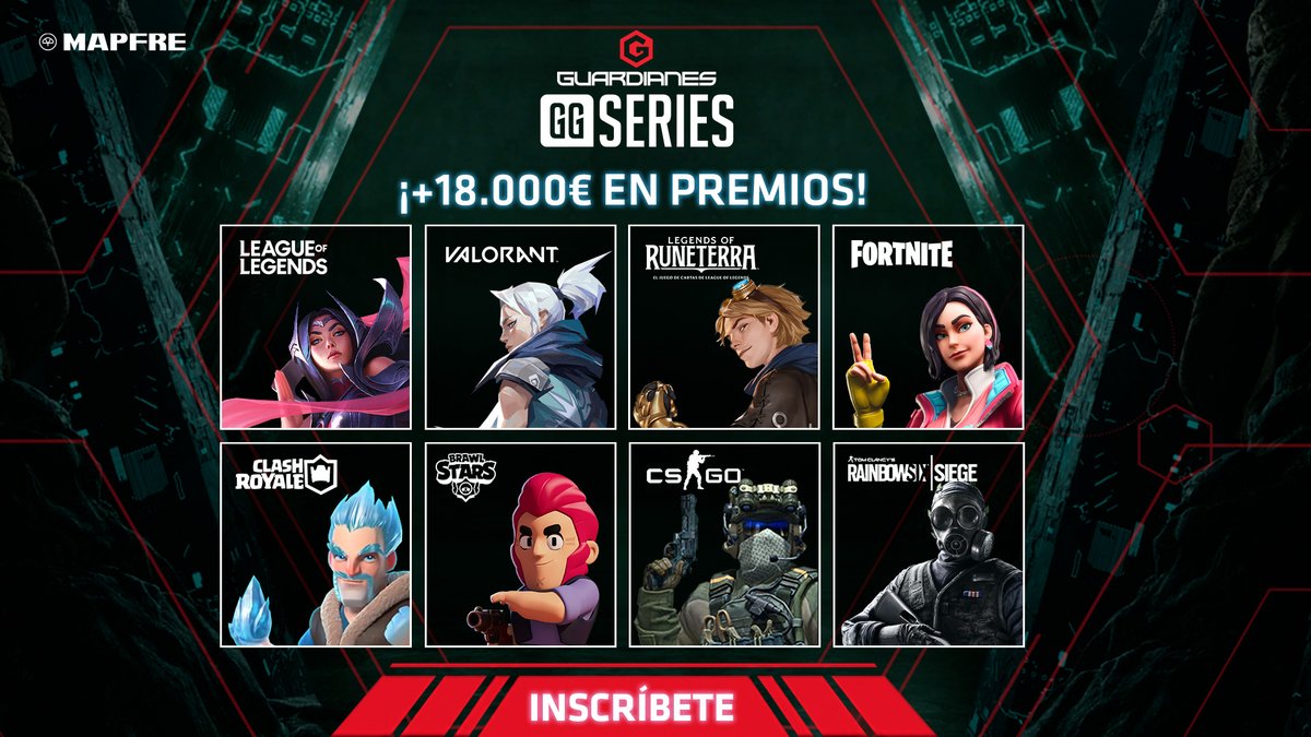 We're getting to the #GuardianesGGSeries last weekend!

Sign up now to the Brawl Stars or Rainbow 6 tournaments!

🏆guardianes-ggseries.com