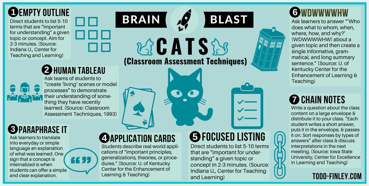 NEW!!! 7 CATS 🐱🐈 (Classroom Assessment Techniques). Quick ways to formatively assess students during class.  |  Brain Blast

#formativeassessment #assessment #edchat #teachers #education #engchat