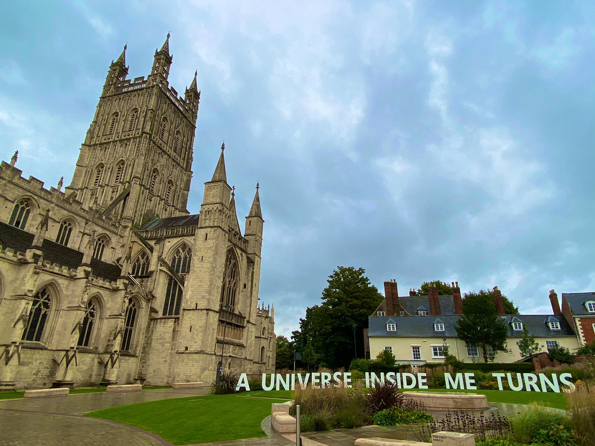 Meanwhile, Gloucester Cathedral.I was fascinated by the big words:“A universe inside me turns”I found out that it is a verse of an anonymous poem, part of a major large-scale poetry installation which involved 80 contributions of citizens.Here more https://www.gloucestercathedral.org.uk/events/of-earth-and-sky-by-luke-jerram/