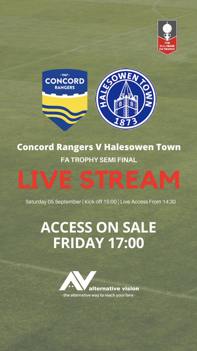 Coming soon <a href="/ConcordRangers/">Concord Rangers FC</a> v <a href="/halesowentownfc/">Halesowen Town FC</a> 

Live football for the fans ⚽️⚽️⚽️