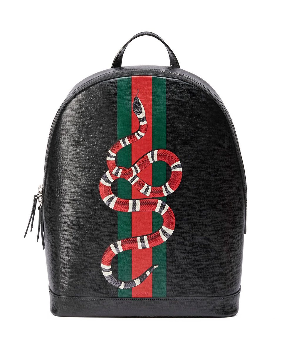 Reputation- Gucci web and snake print leather backpack