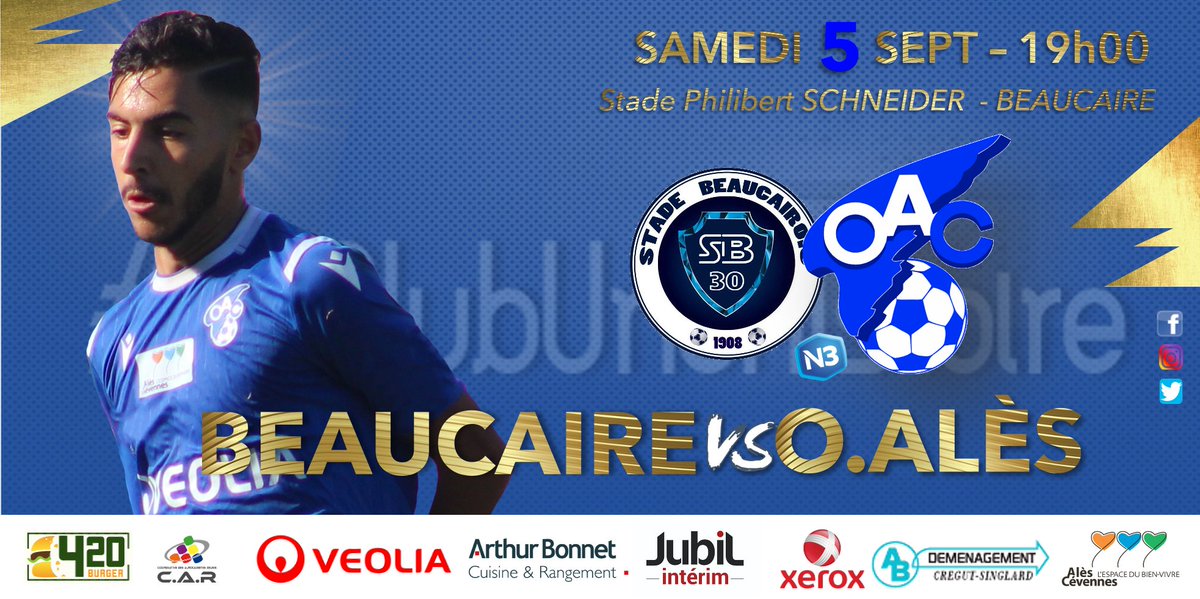 OACOfficiel's tweet photo. #N3 I J2 I #SB30OAC 
Deuxième déplacement successif pour les joueurs de #CoachSaurat ce weekend mais en terres gardoises cette fois-ci, avec la rencontre entre le #StadeBeaucairois30 &amp; l' @OACOfficiel.
Rendez-vous sur nos réseaux sociaux off pour le #ScoreLive.
#UnClubUneHistoire https://t.co/By8RAEMCvy