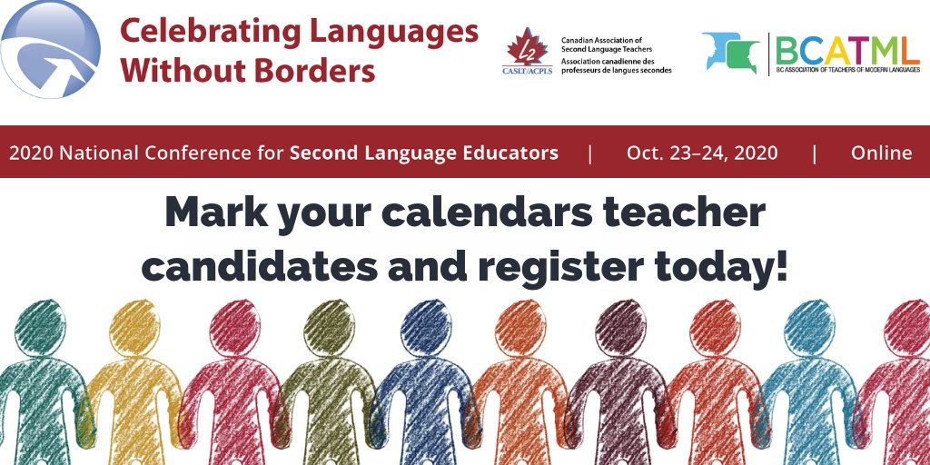 BCATML's tweet photo. Attention teacher candidates @UVicEducation @sfueducation @UBCEduc ! With the return to school upon us, don't forget to mark your calendars for upcoming #ProD such as #CLWB2020. Only $35 for over 100 PD sessions, keynotes, and more! 
Register today! 👉 https://t.co/c4kqIpc3s9 https://t.co/xO4F51ta0c