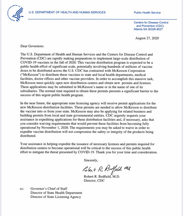 Laurie Garrett Ø¹ÙÙ ØªÙÙØªØ± Alert 2 Mckesson Full Licensed Access To Sites Statewide For Mass Covid19 Immunizations Which Must Be Fully Operational By November 1st 2 Days Before The National Elections Https T Co Cv6iskt3kk
