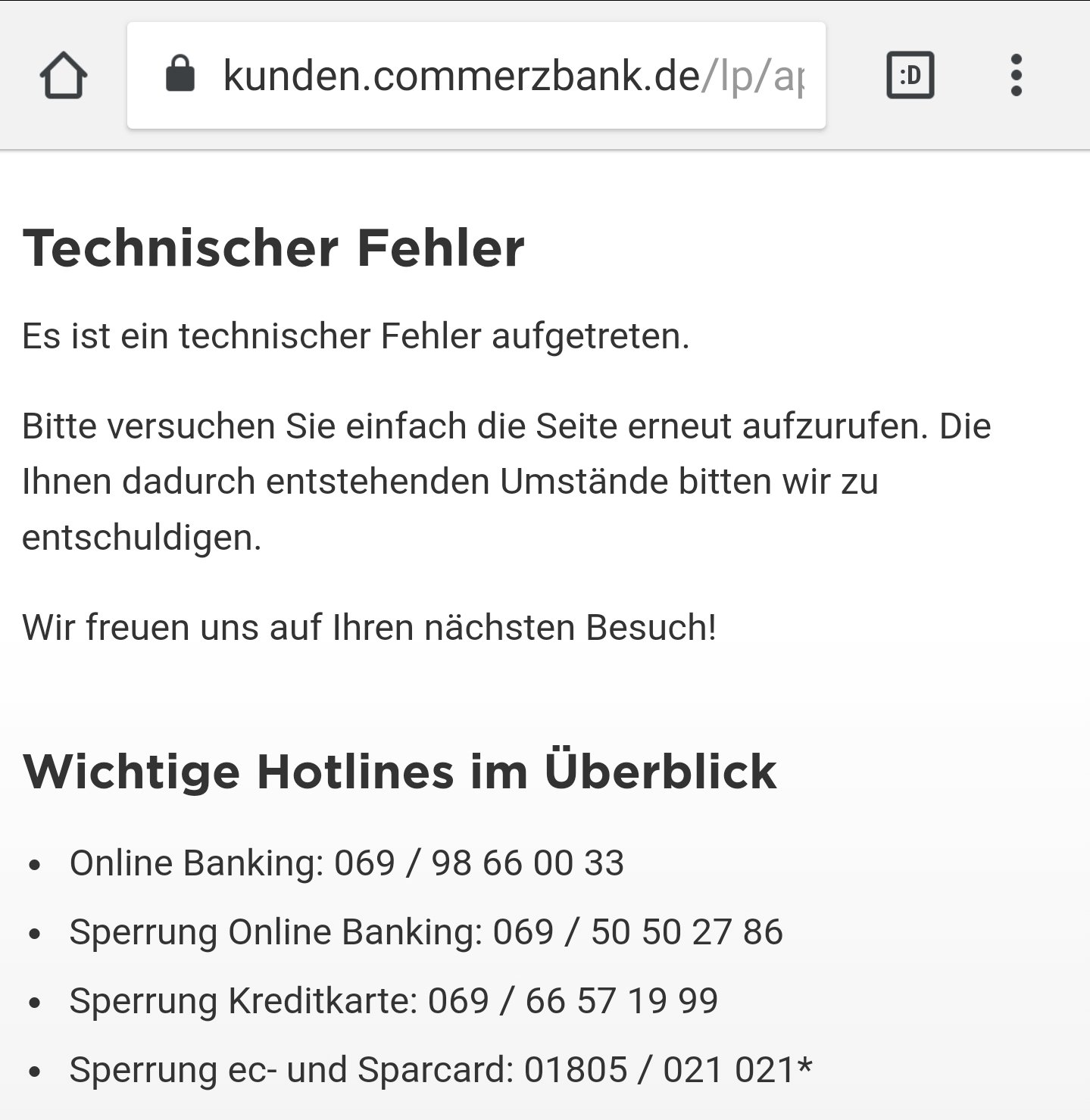 Tom G Buske Technische Storung Bei Commerzbank Onlinebanking Wird Behoben Laut Telefonischer Aussage T Co Cmcr4ubftt Commerzbank T Co U1p4dm3wac