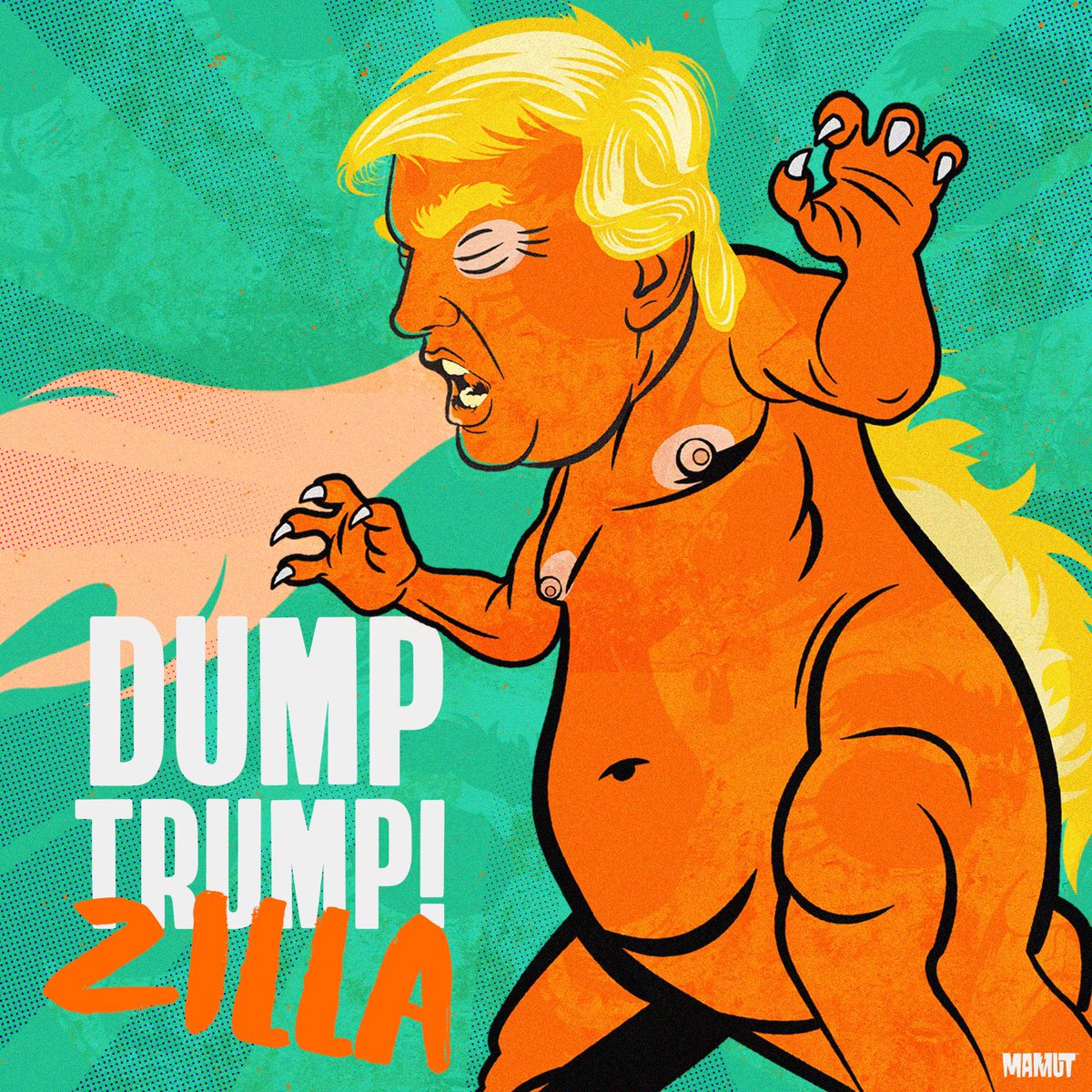 LET’S DUMP TRUMPZILLA! 🍊 Can’t have 4 more years of this racist egocentric clown, please register and get out to vote or by mail! #dumptrump #dumptrump2020 #mamut #illustration #vote #trumpzilla