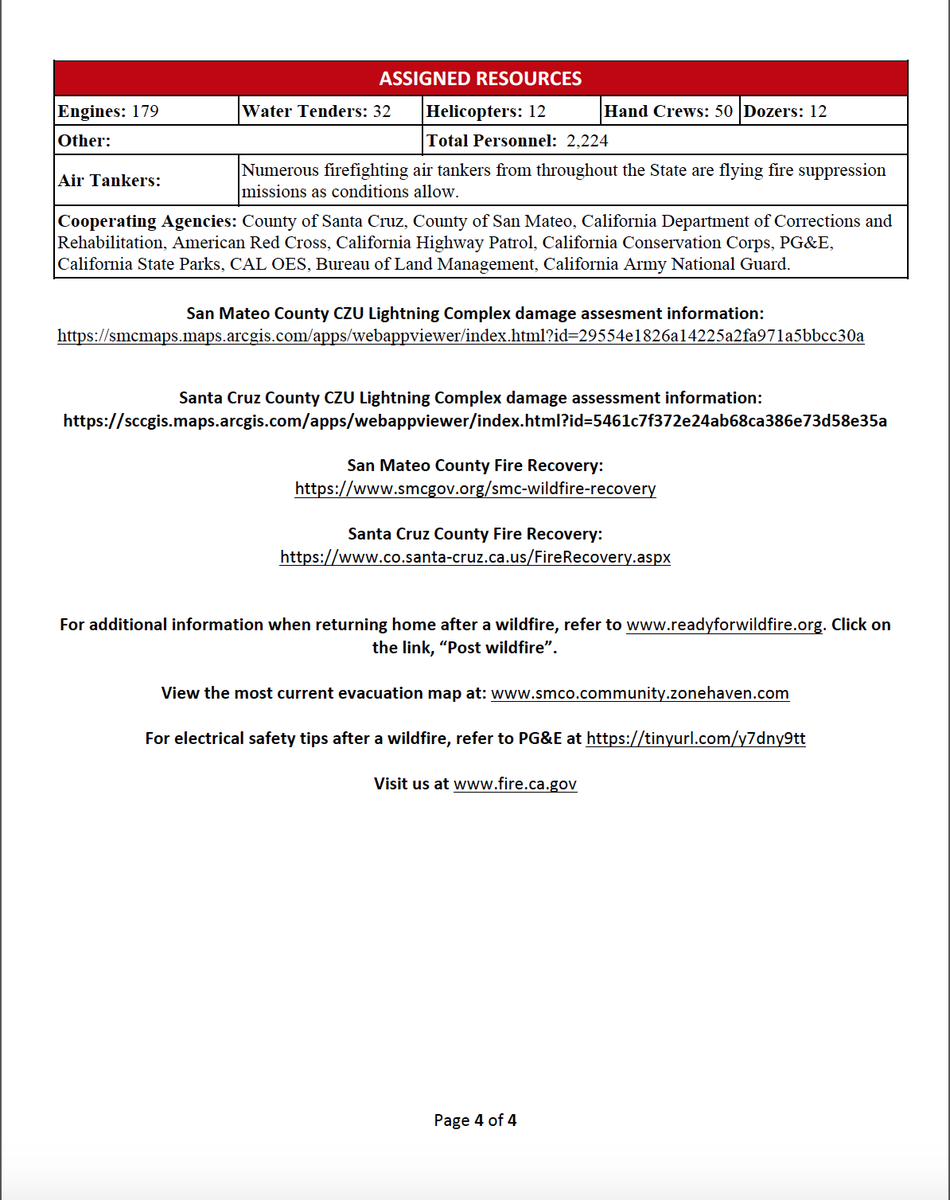 caljfd's tweet photo. #CZULightningComplex fire is 85,467 Acres, and 46% contained as the @CALFIRECZU incident report states. @CALFIRECZU Is working hard to contain the fire. View the incident report below. https://t.co/tphCD5nmkI