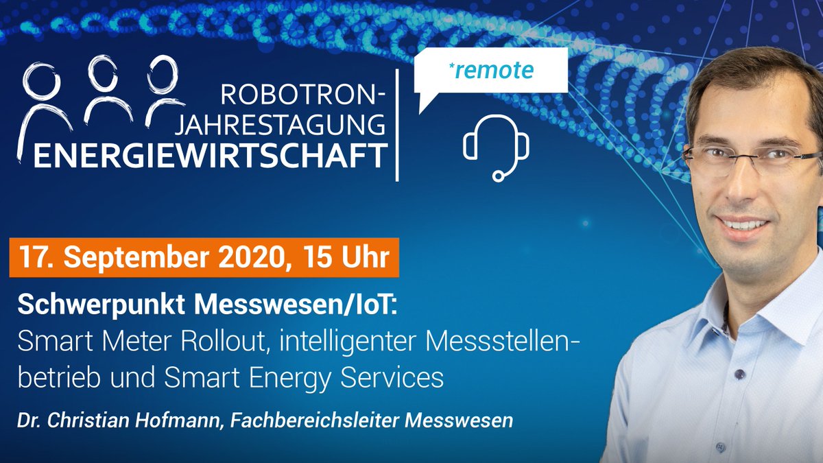 Robotron_DD's tweet image. Im Jahr des #SmartMeterRollout darf das Thema nicht im Programm der #robotronjahrestagung fehlen! Am 17. September ab 15 Uhr ziehen wir Bilanz zum aktuellen Stand der #iMSys-Inbetriebnahmen und präsentieren neue innovative Anwendungsfelder im #Messwesen: bit.ly/3jDlccj