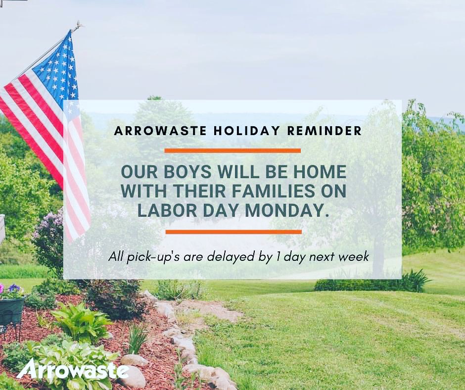 #WisdomWednesday - Bring your carts to the curb the night OF your usual pick-up day NEXT WEEK only 🗓 Due to Labor Day, **all residential routes will run one day later than usual.** 🚚🛣