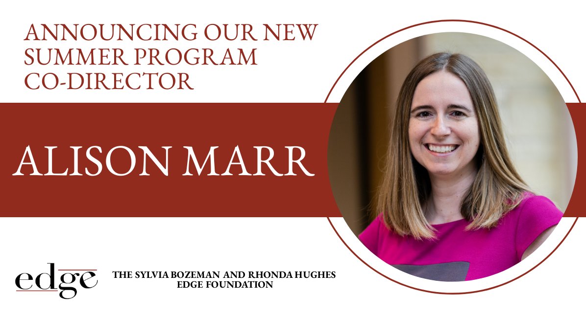 edge4women's tweet photo. We are delighted to announce Alison Marr as our new Co-Director of the EDGE Summer Program! Join us in celebrating this happy news! Read more: https://t.co/h8HxDqQum0 https://t.co/IYTVwLwVP9