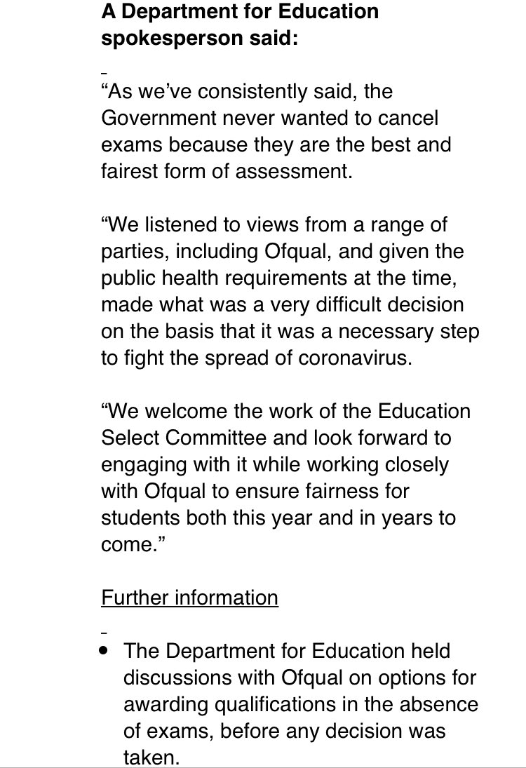 And here’s what the DfE had to say
