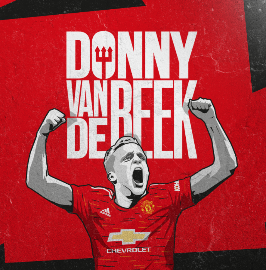 sportbible's tweet photo. BREAKING: Manchester United confirm the signing of midfielder Donny van de Beek on a five year deal from Ajax. https://t.co/Ob0KcxcgWR