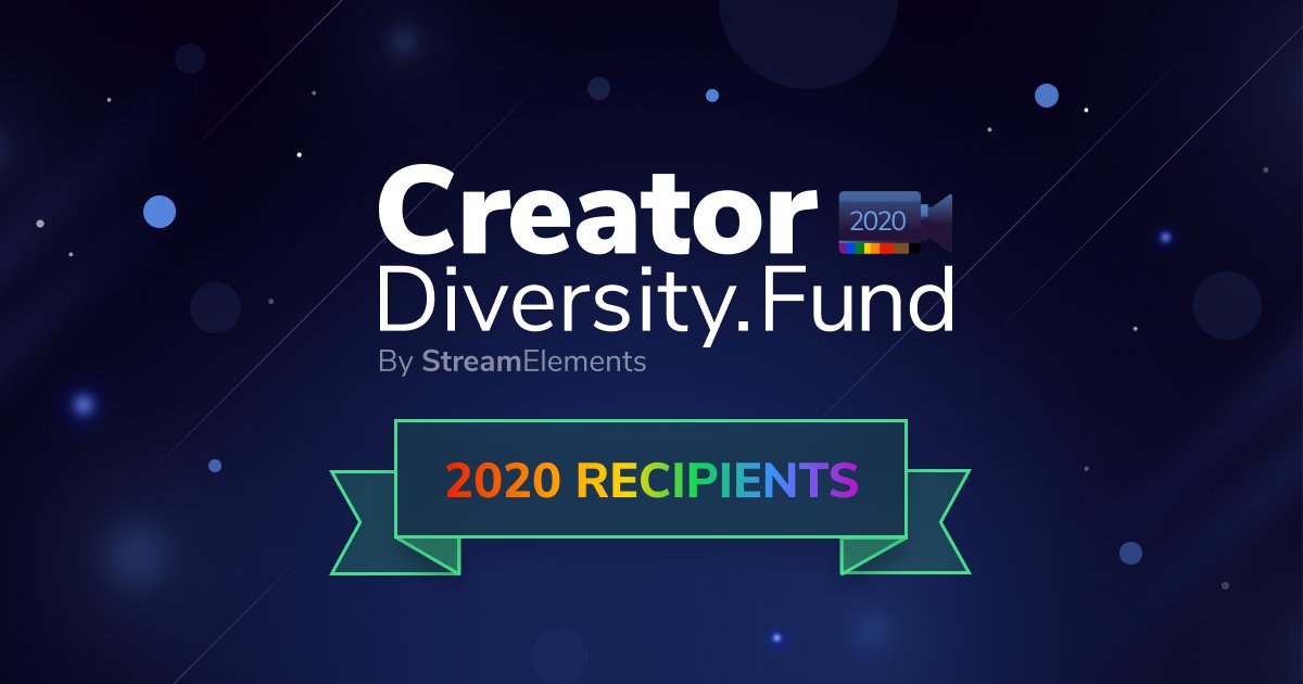 StreamElements's tweet photo. Today we announced the 20 recipients of our $100K Creator Diversity Fund, an initiative designed to provide Twitch streamers from underrepresented groups with professional graphics &amp; guidance

h/t to  @SteelSeries for gifting headsets!

Recipient list ➡️ https://t.co/S3uozWYLtv https://t.co/1j0m1aIlNm