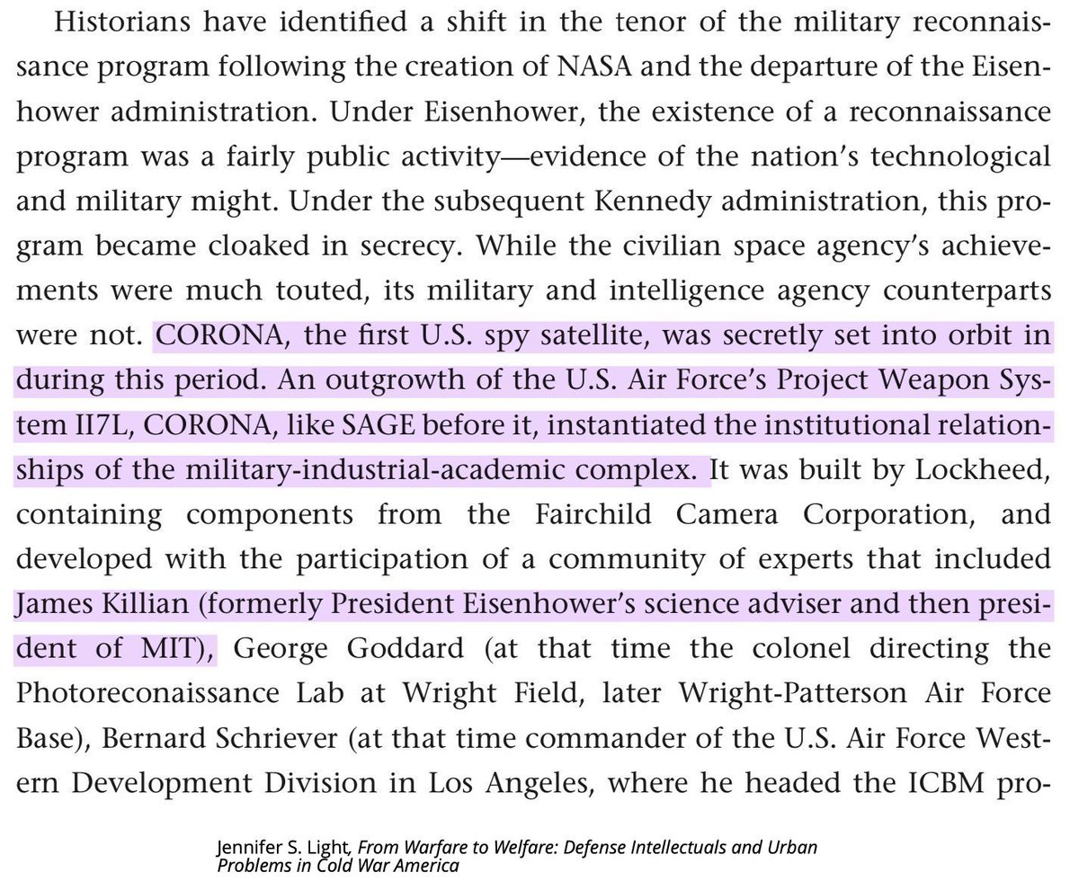 CPB vice-chair, James Killian similarly had an extensive national security background: He came from high-ranking intelligence circles, and as president of MIT, was one of the pioneers in establishing CIA research outposts in universities. 6/