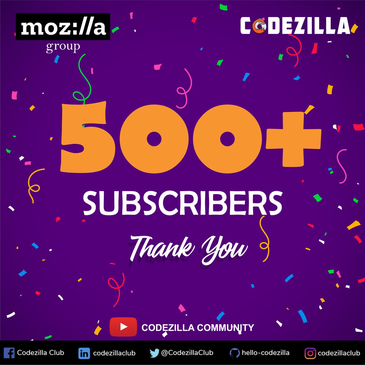 Codezilla On Twitter Codezilla Finally Hit 500 Subs Thank You So Much For The People Who Ve Supported It S A Big Milestone For Us A Special Thanks To Those 500 Subscribers If You