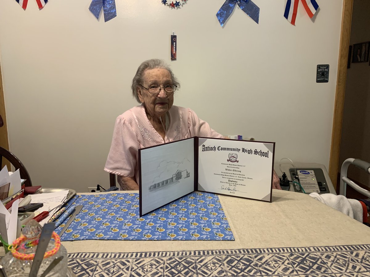 EricHamilton124's tweet photo. I am honored to award a posthumous diploma to Walter Elfering. WWII broke out &amp; his 3 older brothers joined the Army. Since he was the next oldest &amp; had two younger siblings he was held back from completing school at ACHS to run the family farm. Once a Sequoit, always a Sequoit! https://t.co/B75Mcqwxvd
