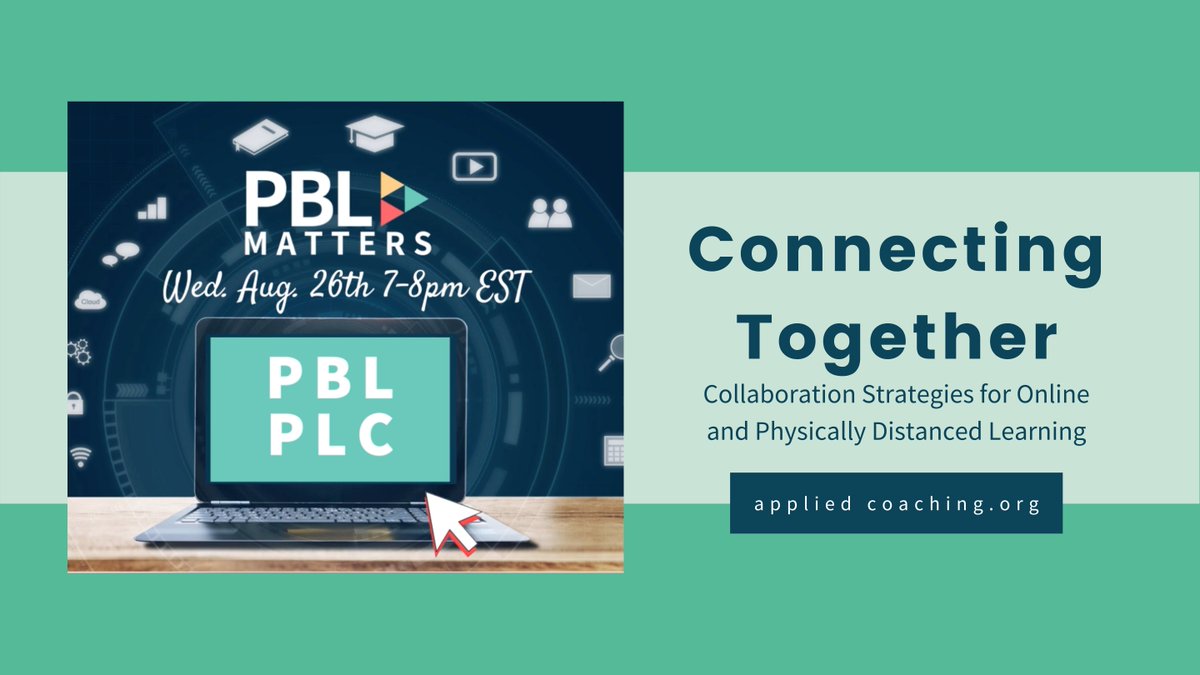 Kristy Lathrop (@kristylathrop) on Twitter photo My colleagues facilitated the first Virtual PLC meeting for <a href="/PBLMatters/">PBLMatters</a>! Participants learned about collaborative strategies and how they support <a href="/HQPBL/">High Quality PBL</a>. Watch the recorded webinar here! <a href="/OlaDoctorGina/">Gina Olabuenaga, Ed.D</a> <a href="/acpeletz/">Alicia Peletz</a> appliedcoaching.org/connecting-tog…
#PBL #ConnectingTogether #edutwitter My colleagues facilitated the first Virtual PLC meeting for <a href="/PBLMatters/">PBLMatters</a>! Participants learned about collaborative strategies and how they support <a href="/HQPBL/">High Quality PBL</a>. Watch the recorded webinar here! <a href="/OlaDoctorGina/">Gina Olabuenaga, Ed.D</a> <a href="/acpeletz/">Alicia Peletz</a> appliedcoaching.org/connecting-tog…
#PBL #ConnectingTogether #edutwitter