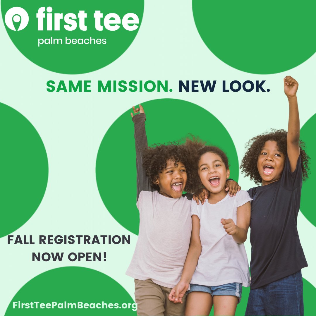 FirstTeePB's tweet image. Same Mission. New Look. 

Fall Registration is open! Make #FirstTee a part of your Back-2-School plans. 

#BuildingGameChangers