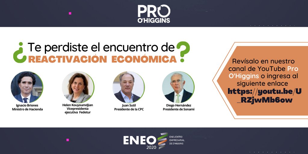 ProOHiggins's tweet photo. 📌Te lo perdiste???
No te preocupes.
Ya está disponible en nuestro canal de Youtube Pro O'Higgins el encuentro de #ENEO2020 de Reactivación Económica.
Revísalo aquí https://t.co/Pp5rfD7FiW https://t.co/Qhd5xHrbIy