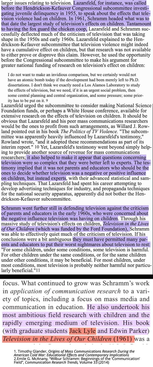 A sidebar before moving to our final example.Children's TV became a hub to some of the biggest names in Cold War PSYOPS research (some with direct links to MK-ULTRA like Wilbur Schramm) and their students. A frightening development I'll cover more in another thread. 20/