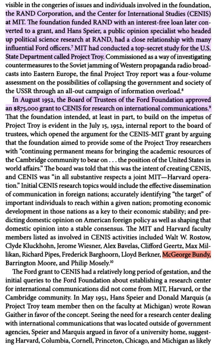 Ruling class networks being what they are, his ties to the circles we've looked at are extensive. Killian was his boss at MIT (Project Troy was itself the impetus for CENIS), Bundy was a former colleague at CENIS, etc. But his work with Zorthian is most instructive for us. 25/