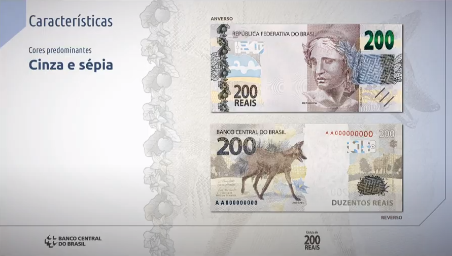 Nova nota de R$200 apresentada pelo Banco Central.