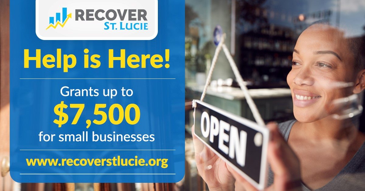Grants up to $7,500 to be awarded to eligible small businesses. Apply today and get started on the path to recovery. For more info, visit: recoverstlucie.org/recovery-infor…