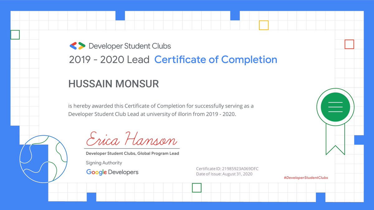 _monsur18's tweet photo. Proud to have had the wonderful opportunity to lead the Google Developers DSC for the University of ilorin over the last year. Great opportunity to grow my technical, social and leadership skills.
#DeveloperStudentClubs #DSCSSAGraduation @googledevs @googlestudents https://t.co/PDfvQR38sI