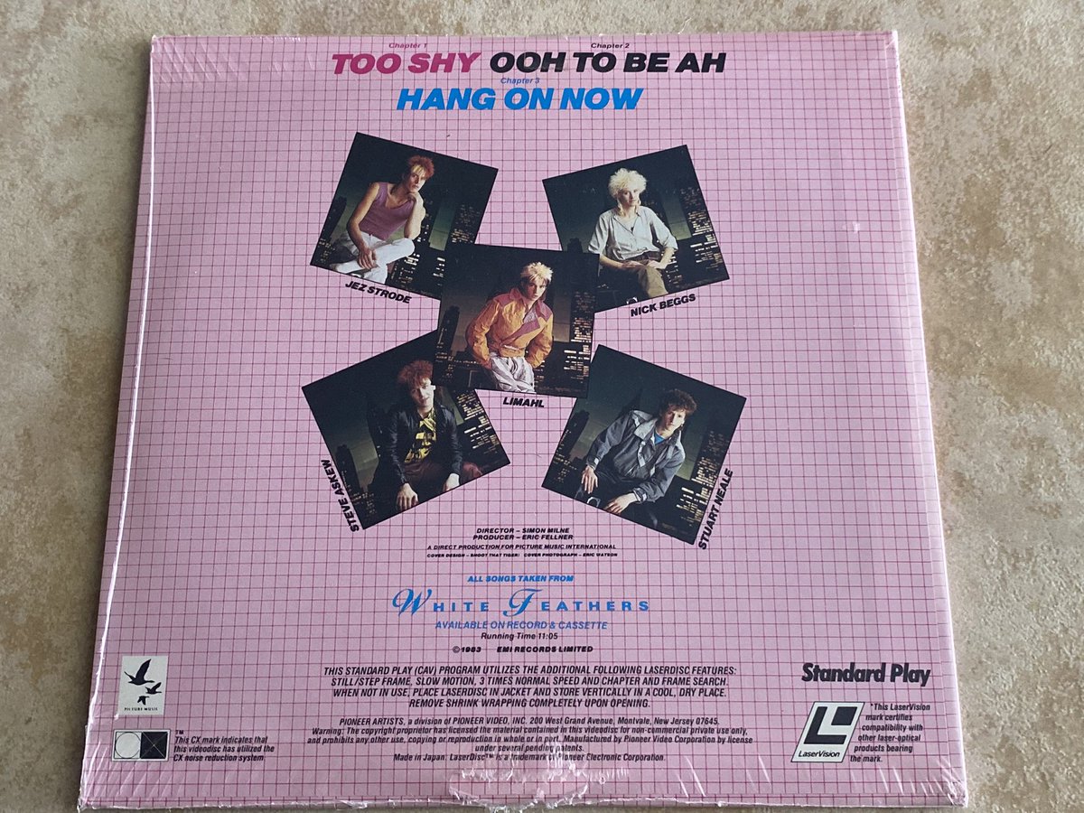 SEABASSTHEGREAT's tweet photo. #Kajagoogoo #laserdisc #LaserVision #discovision factory sealed 8โ #LaserDisc music video USA print featuring their 3 hit singles from #whitefeathers album #tooshy #oohtobeah #hangonnow #limahl #jezstrode #nickbeggs #steveaskew #stuartneale @Limahl_Official #newwave https://t.co/eh7irbA7NE